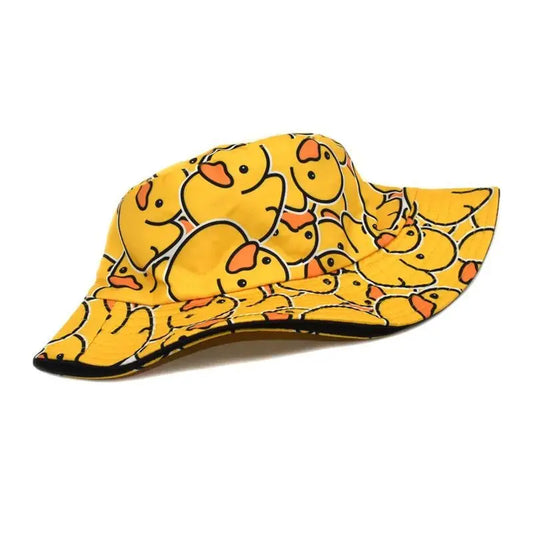 Four Seasons Reversible Yellow Duck Bucket Hat – Japanese Style Trendy Sun Hat for Couples
