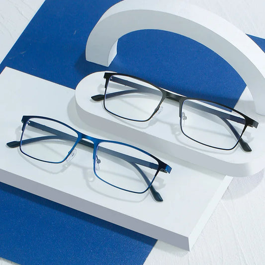 Men’s Ultralight Myopia Glasses – Classic Metal Frame Blue Light Blocking Eyeglasses (0 to -6.00)